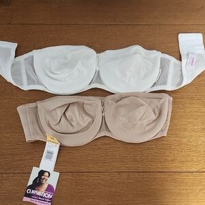 Women's Strapless Bras - White and Tan